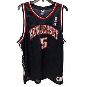 Vintage Champion NBA New Jersey Nets -#5 Jason Kidd Size 48- Navy Blue -EUC